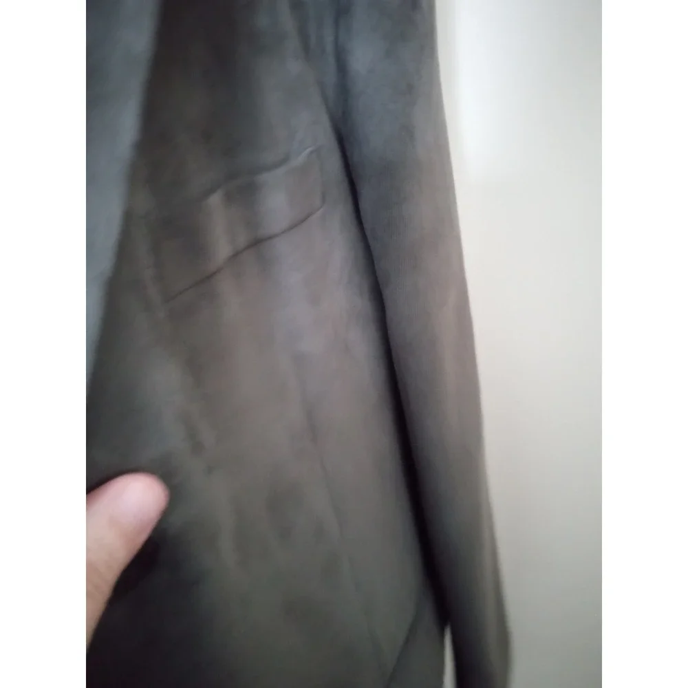 Mens Gray Blazer Jacket‎ 44 Regular 100% Polyester Button Front Stafford Suede